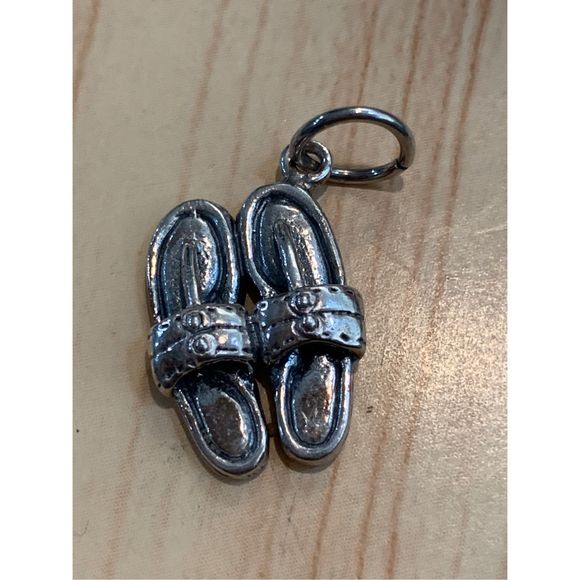 .925 Vintage Sandals Sterling Silver Jewelry Charm #shoes #shoe collectors - Picture 1 of 4
